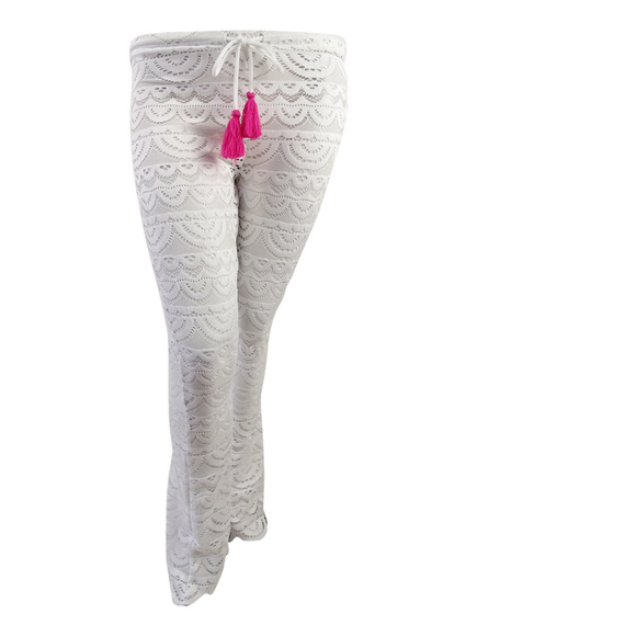 Miken | Swim | Miken Womens Scalloped Crochet Pants Swim Coverup White ...